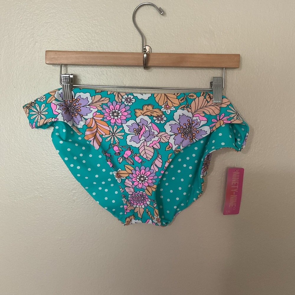NEW Ninety Floral and Polka Dot Reversible Bikini Bottom